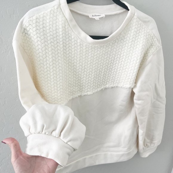 Bohme Sweater Large Cream Sweatshirt Crew Neck Lounge - Picture 3 of 4